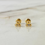 Topos Trio De Bolas 0.65gr / Circon Blanco Oro Amarillo
