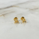 Topos Trio De Bolas 0.65gr / Circon Blanco Oro Amarillo