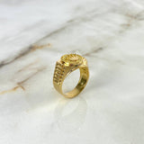 Anillo Correa Corona RX 7.3gr / T7 3/4 / Circones Blancos Oro Amarillo