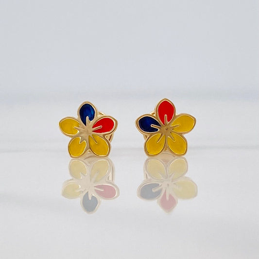 Topos Flor Tricolor 0.7 g / 7.4 mm Oro Rosa 18K