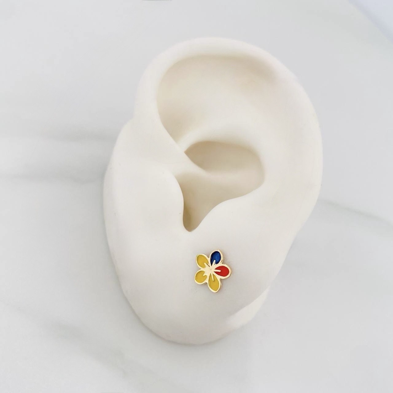 Topos Flor Tricolor 0.7 g / 7.4 mm Oro Rosa 18K