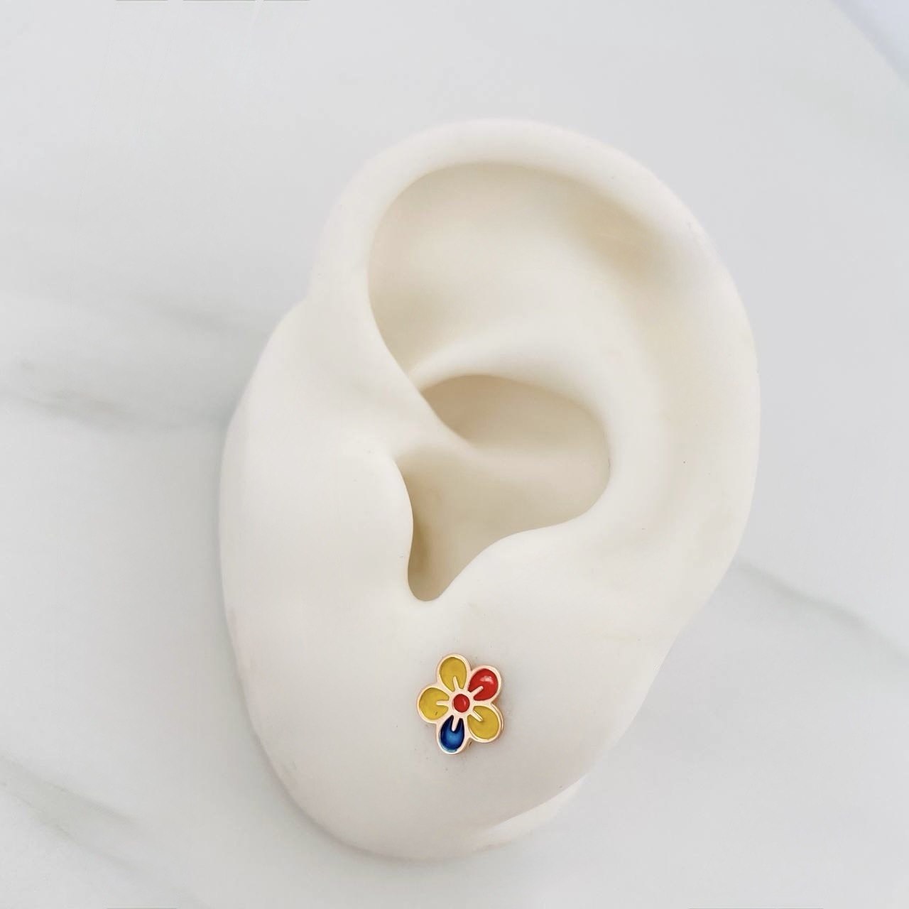 Topos Flor Tricolor 0.7 g / 7.5 mm Oro Rosa 18K