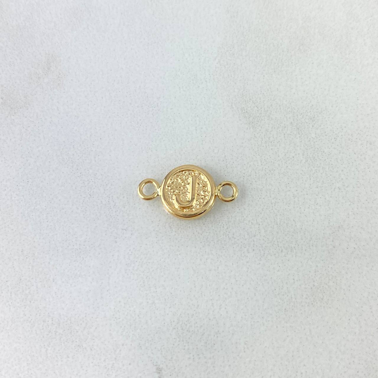 Herraje Letra J 0.35gr / 1.5cm / Circular Texturizado Oro Amarillo