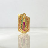 Dije Placa Virgen de Guadalupe 5.35gr / 3.2cm / Circones Verdes-Rosa Dos Oros Amarillo Rosa