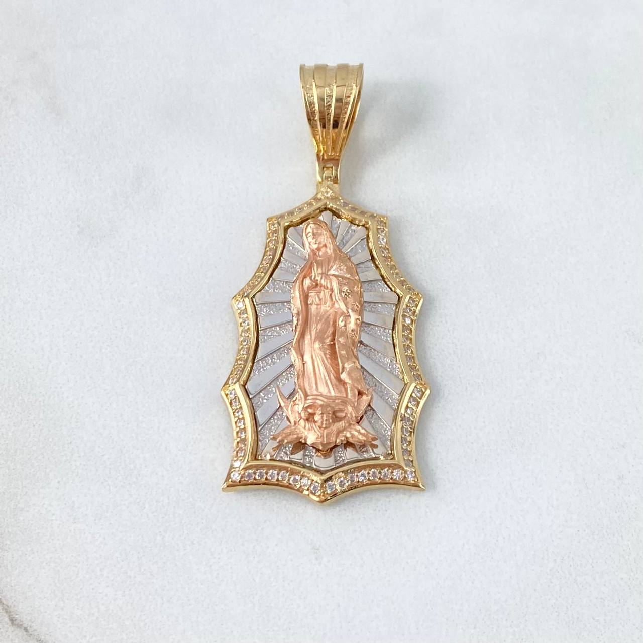 Dije Virgen de Guadalupe 10gr / 5cm / Circones Blancos Tres Oros