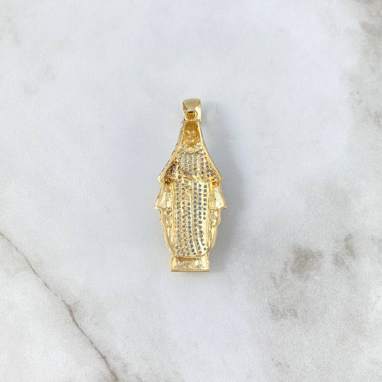 Dije Virgen Milagrosa 8gr / 5.2cm / Circones Blancos-Azul Celeste Dos Oros Amarillo Blanco