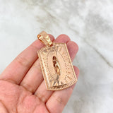 Dije Placa Virgen de Guadalupe 21.35gr / 5.8cm / Circones Blancos Oro Rosa