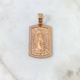 Dije Placa Virgen de Guadalupe 21.35gr / 5.8cm / Circones Blancos Oro Rosa