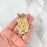 Dije Placa Virgen de Guadalupe 23.45gr / 5.8cm / Circones Blancos-Negros Oro Amarillo
