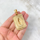 Dije Placa Virgen de Guadalupe 23.45gr / 5.8cm / Circones Blancos-Negros Oro Amarillo
