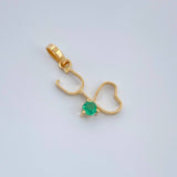 Dije Figura Fonendoscopio Esmeralda 0.4gr / 1.8cm / Oro Amarillo 18K %
