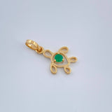 Dije Figura Tortuga Esmeralda 0.5gr / 1.6cm / Oro Amarillo 18K %