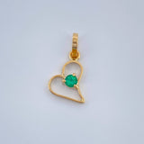 Dije Figura Corazón Esmeralda 0.4gr / 1.5cm / Oro Amarillo 18K %