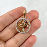 Dije Árbol de la vida 2.1gr / 3.8cm / Circones de Colores Oro Amarillo
