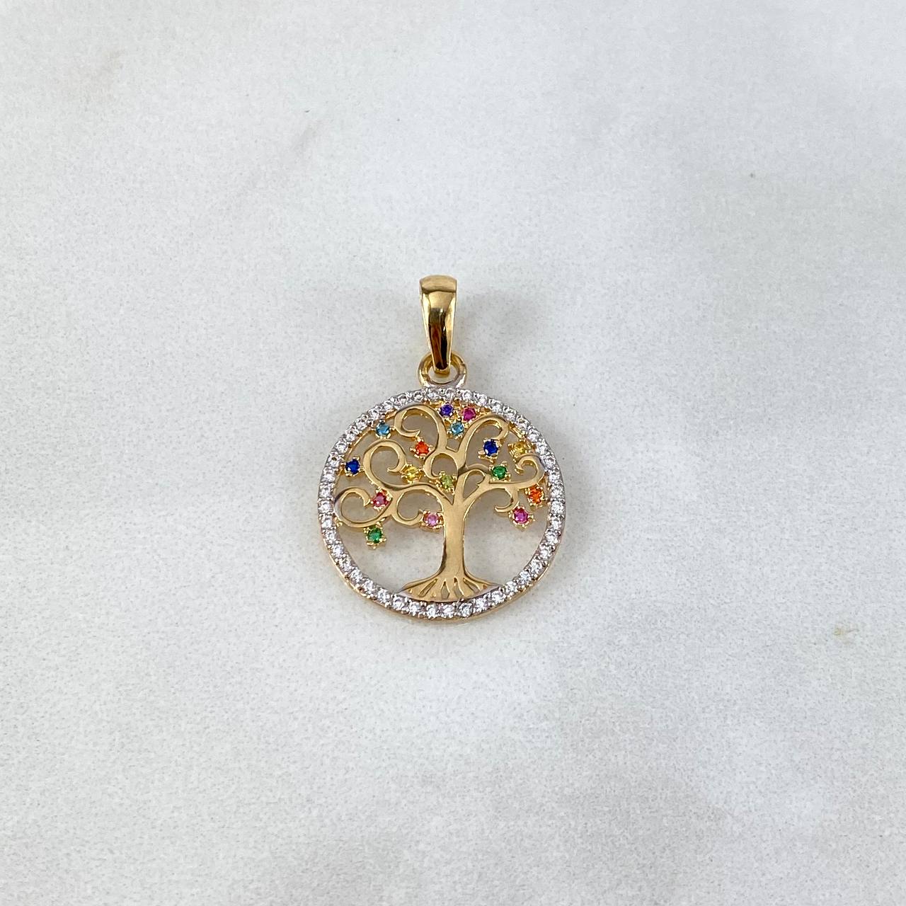 Dije Árbol de la vida 2.1gr / 3.8cm / Circones de Colores Oro Amarillo