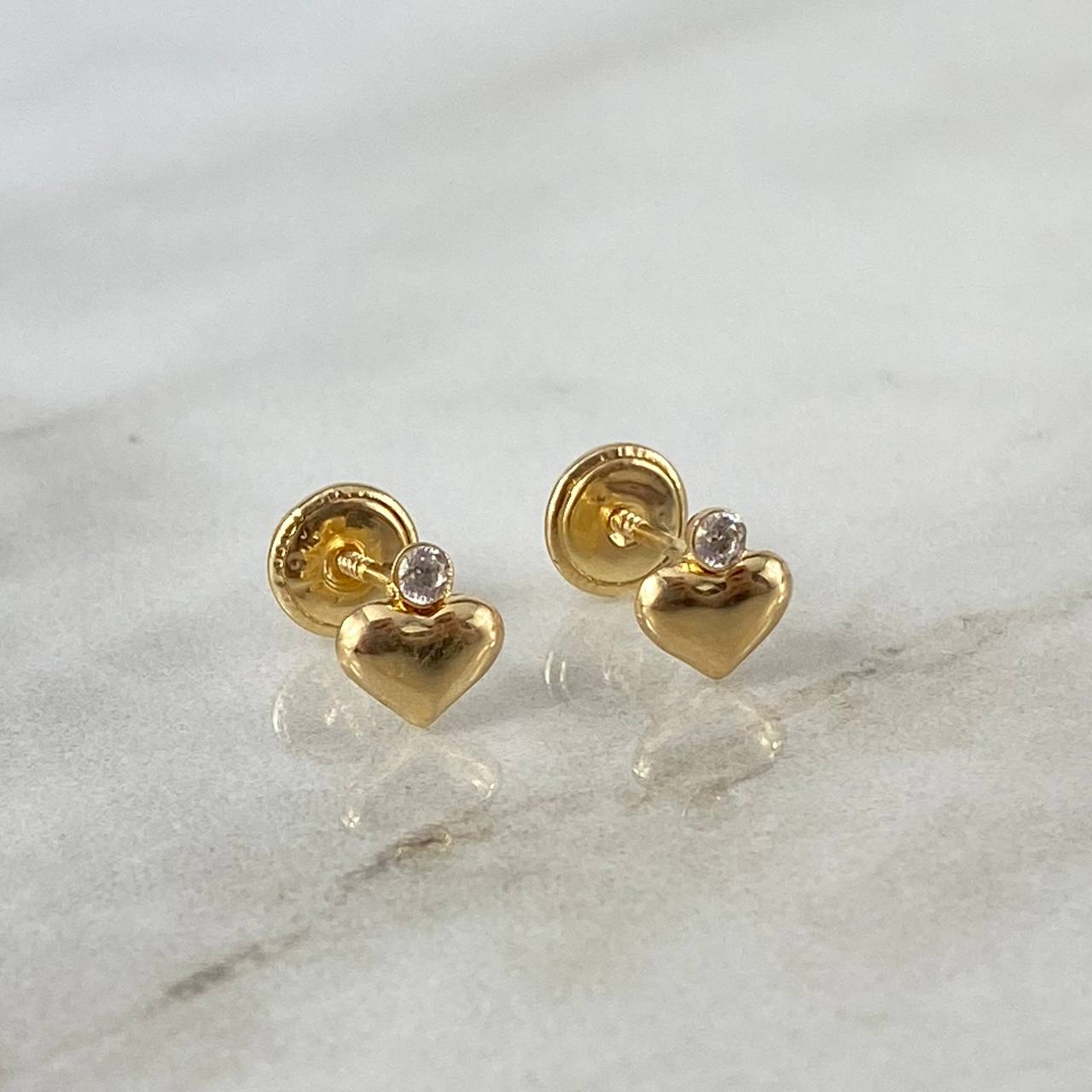 Topos Corazon 0.65gr / Circon Blanco Oro Amarillo