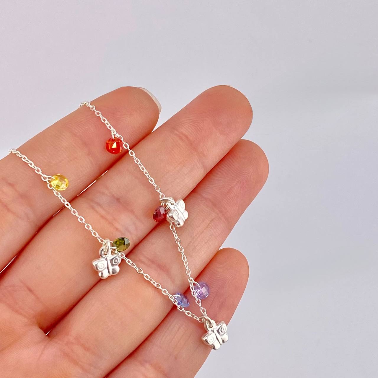 Tobillera Mariposas Colgantes 3.55g / 26.2cm / 1.2mm Plata 925
