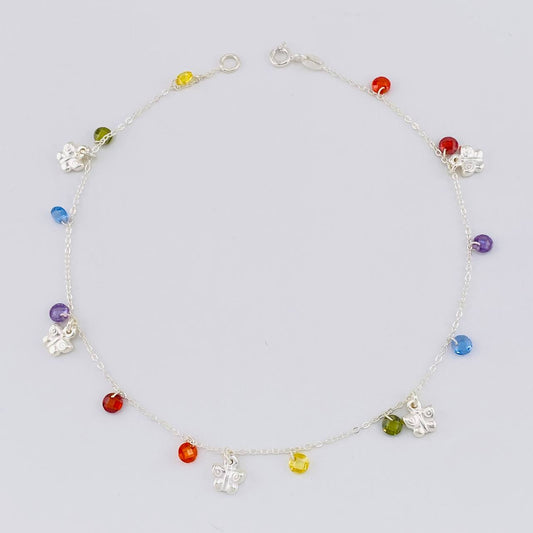 Tobillera Mariposas Colgantes 3.55g / 26.4cm / 1.2mm Plata 925