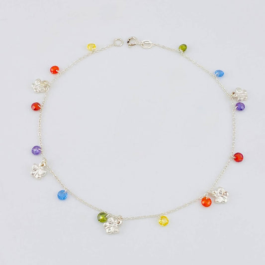 Tobillera Mariposas Colgantes 3.6g / 26.5cm / 1.2mm Plata 925