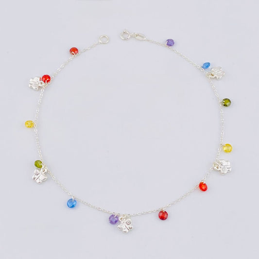 Tobillera Mariposas Colgantes 3.55g / 26.2cm / 1.2mm Plata 925