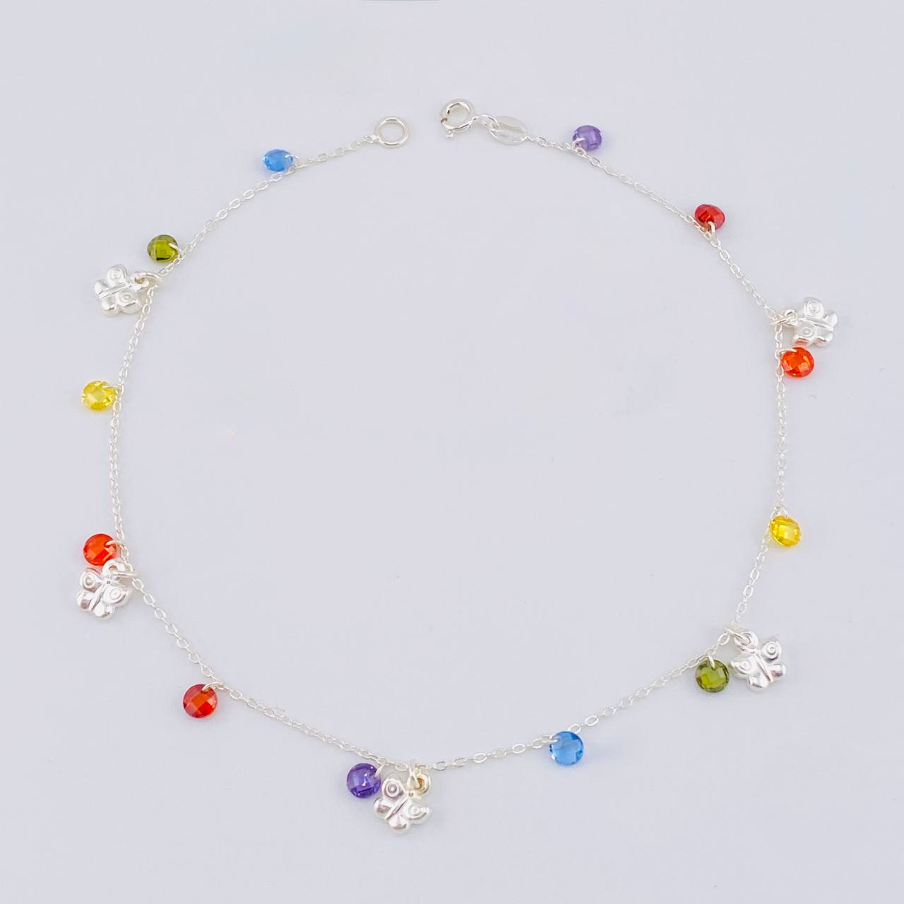 Tobillera Mariposas Colgantes 3.55g / 26.6cm / 1.2mm Plata 925