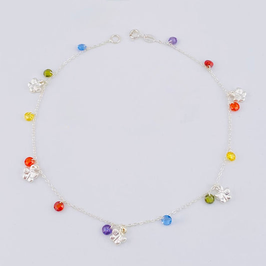Tobillera Mariposas Colgantes 3.55g / 26.4cm / 1.2mm Plata 925