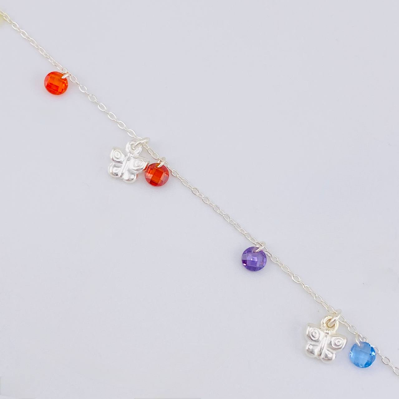 Tobillera Mariposas Colgantes 3.55g / 26.6cm / 1.2mm Plata 925