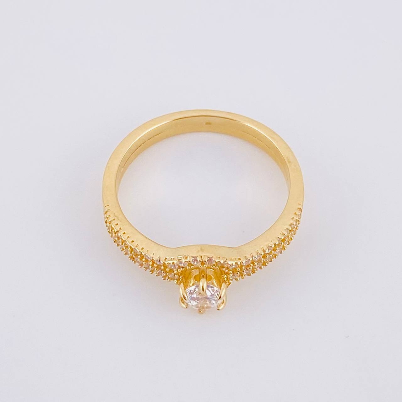 Anillo Solitario Doble Carril 3.55g / T8 Oro Amarillo 18K