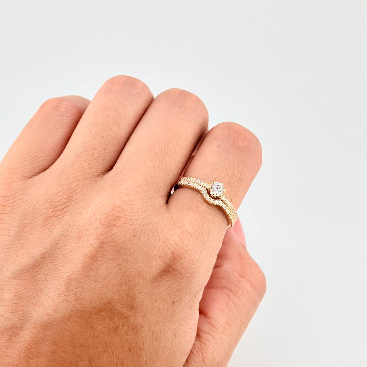 Anillo Solitario Doble Carril 3.55g / T8 Oro Amarillo 18K