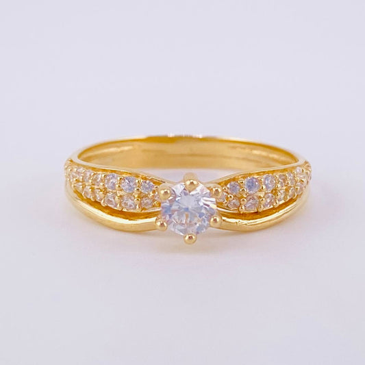 Anillo Solitario Doble Linea 2.75g / T7 1/2 Oro Amarillo 18K