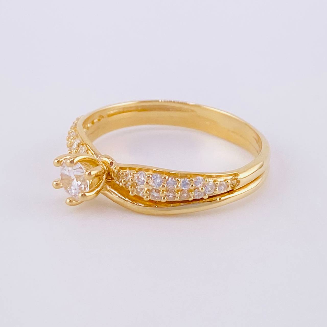 Anillo Solitario Doble Linea 2.5g / T4 3/4 Oro Amarillo 18K