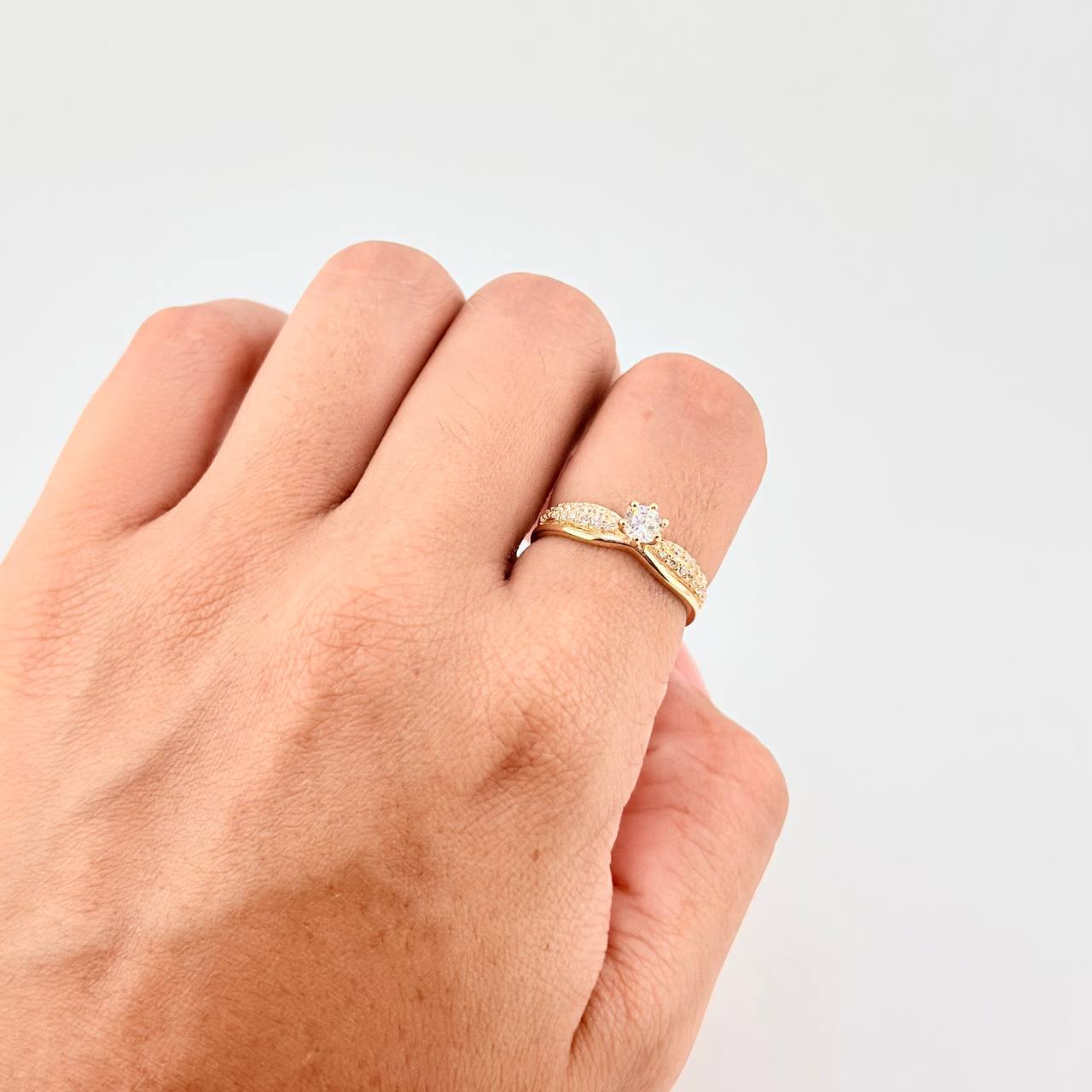 Anillo Solitario Doble Linea 2.5g / T5 Oro Amarillo 18K