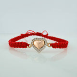Pulsera Tejida Roja Corazon 0.85gr / Tres Oros 18K &