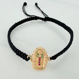 Pulsera Tejida Negra Virgen de Guadalupe 1.1gr / Oro Amarillo 18K &