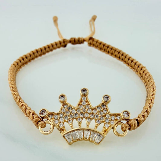 Pulsera Tejida Caqui Corona 1.7gr / Oro Amarillo 18K