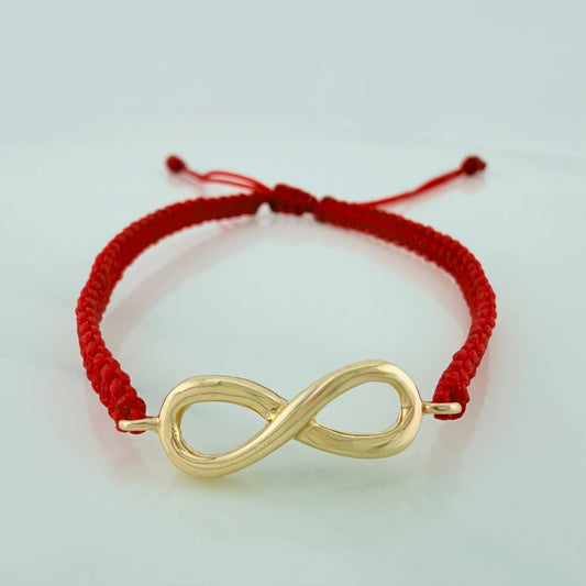 Pulsera Tejida Roja Infinito 1.15gr / Oro Amarillo 18K