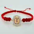 Pulsera Tejida Roja Virgen de Guadalupe 2.1gr / Tres Oros 18K &