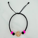 Pulsera Tejida Negra Virgen Maria 1.65gr / Oro Amarillo 18K