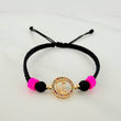 Pulsera Tejida Negra Virgen Maria 1.65gr / Oro Amarillo 18K
