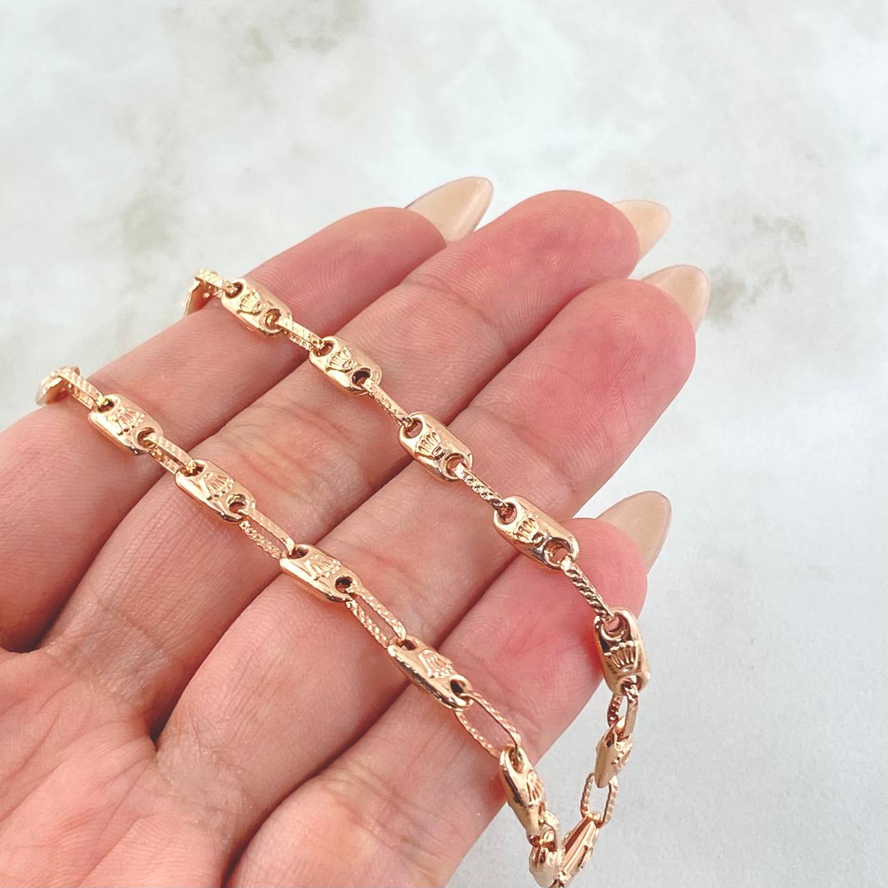Cadena Rustica Corona 9.55gr / 50cm / Oro Rosa 18K