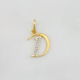 Dije Corona Letra D 0.8 g / 1.9 cm Dos Oros Amarillo Blanco 18K