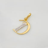 Dije Corona Letra D 0.8 g / 1.9 cm Dos Oros Amarillo Blanco 18K