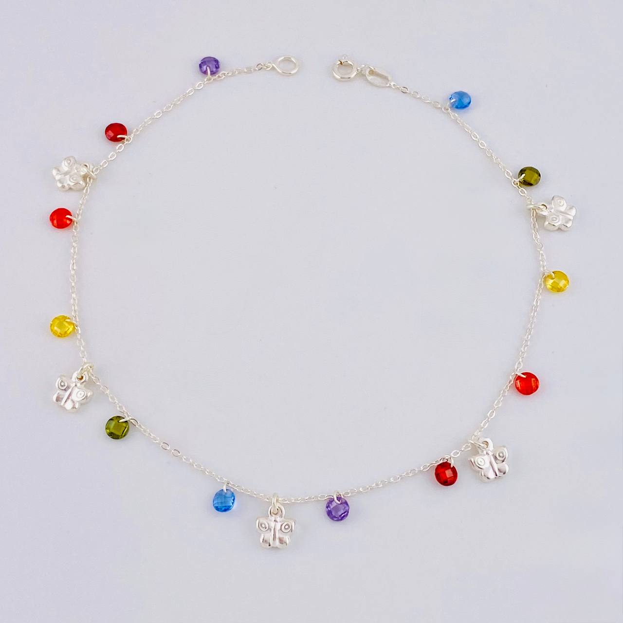 Tobillera Mariposas Colgantes 3.55g / 26.2cm / 1.2mm Plata 925