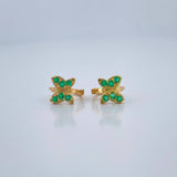 Candongas Mariposa Esmeraldas 1.6gr / 1cm / Oro Amarillo 18K %