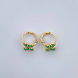 Candongas Mariposa Esmeraldas 1.6gr / 1cm / Oro Amarillo 18K %