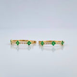 Candongas Trebol Mini Esmeraldas Diamantes 1.85gr / 1.9cm / Oro Amarillo 18K %