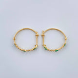 Candongas Trebol Mini Esmeraldas Diamantes 1.85gr / 1.9cm / Oro Amarillo 18K %