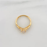 Anillo Solitario Puente 2.35 g / T6 1/2 Dos Oros Amarillo Blanco 18K