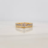 Anillo Solitario Puente 2.35 g / T6 1/2 Dos Oros Amarillo Blanco 18K