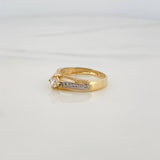 Anillo Solitario Puente 2.35 g / T6 1/2 Dos Oros Amarillo Blanco 18K